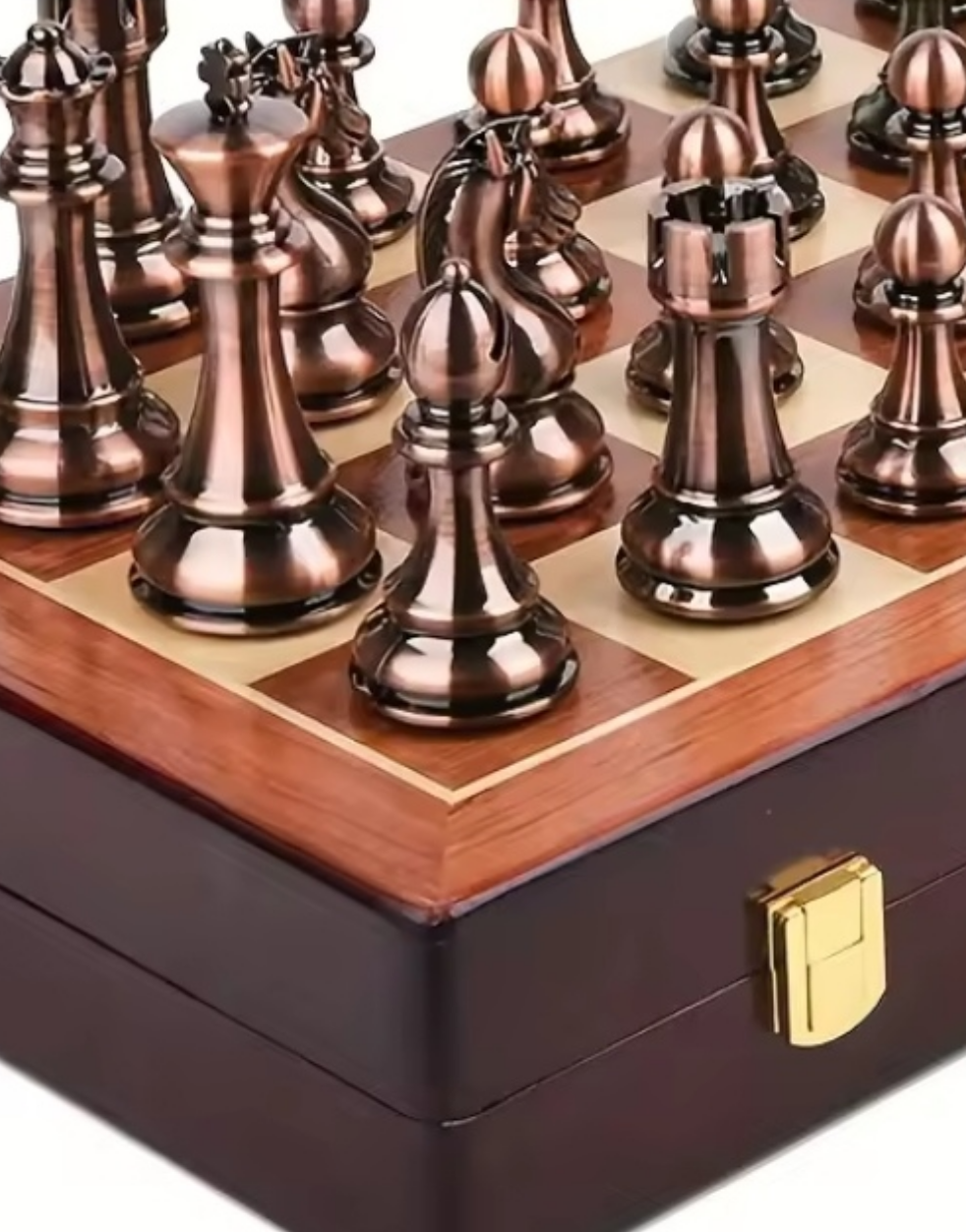 Jeu d'Échecs Pliable en Bois pour Amateurs - Pièces en Bois de Charme, Échiquier avec Rangement Jeu d'Échecs Pliable en Bois pour Amateurs - Pièces en Bois de Charme, Échiquier avec Rangement